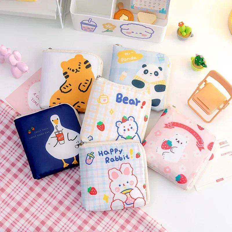 Cute Large Capacity Sanitary Napkin Storage Bags Cartoon Rabbit Bear Girls Physiological Period Tampon Organiser Bag Mini Bag