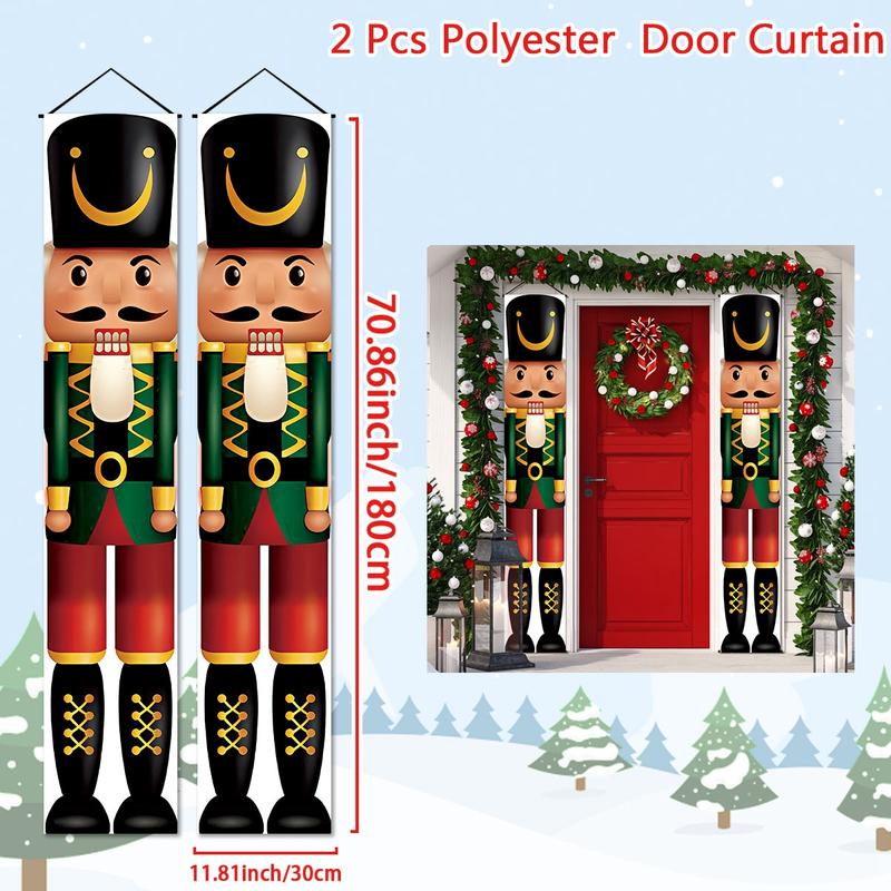 Christmas Door Banner,70.8 x 11.8 inchs Merry Christmas for Home 2024, Chritsmas New Year Nutcraker Door Hanging Flag Decoration