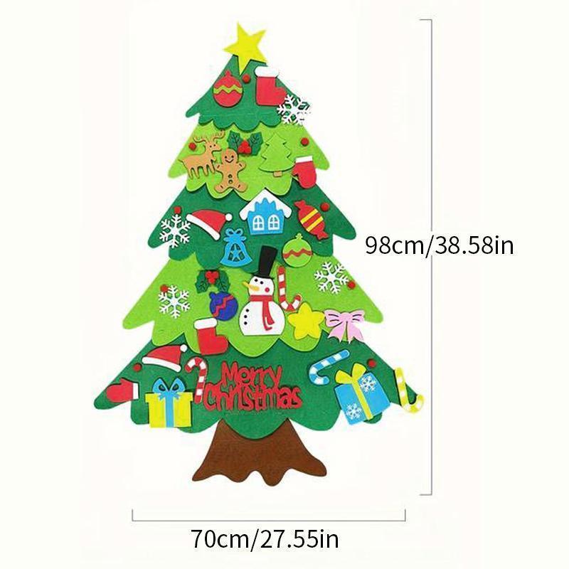 DIY Lighted Felt Christmas Tree Set Plus Snowman Advent Calendar - Xmas Decorations Wall Hanging Ornaments Kids Gift with String Light