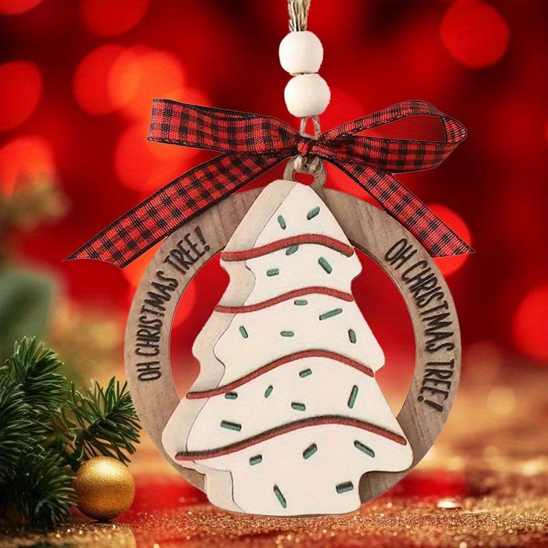 Wooden Christmas Tree Ornament, 1 Count Cute Funny Christmas Ornament, Hanging Decoration for Holiday Party Car Interior Decoration