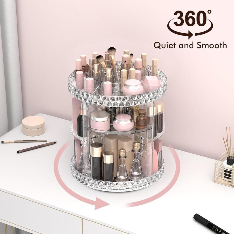 Rotating Makeup Organizer, 1 Count 360° Spinning Adjustable Layer Cosmetic Storage, Skincare Organizer for Dresser Bathroom