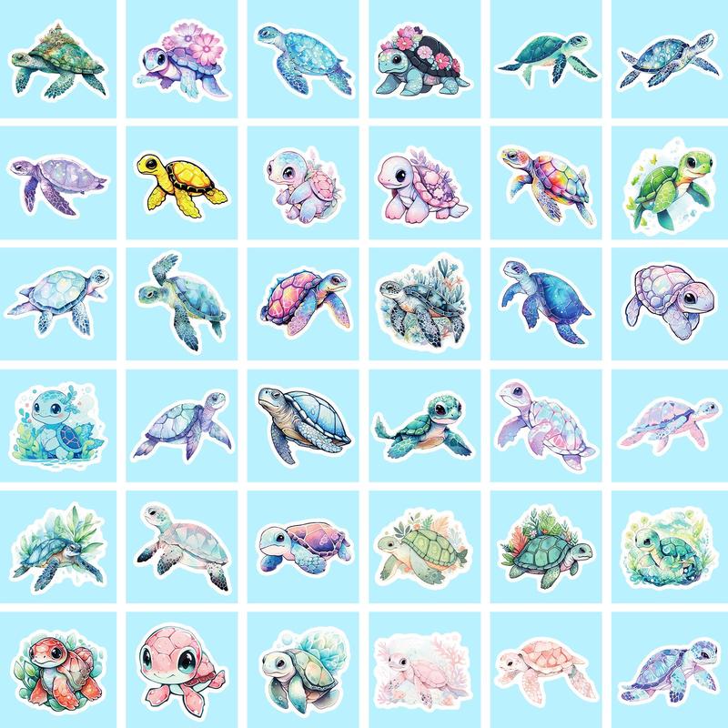 50 Sheets set Sea Turtle Sticker, Diy Cartoon Decorative Sticker for Mobile Cases Laptop