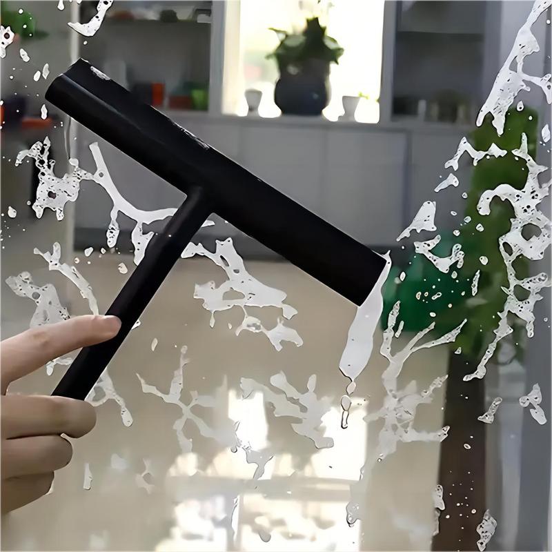 Silicone Rust Resistant Glass Scraper with Hook, 1 Count Bathroom Anti-scratch Mirror Cleaning Scraper, Bathroom Gadgets for Home Use