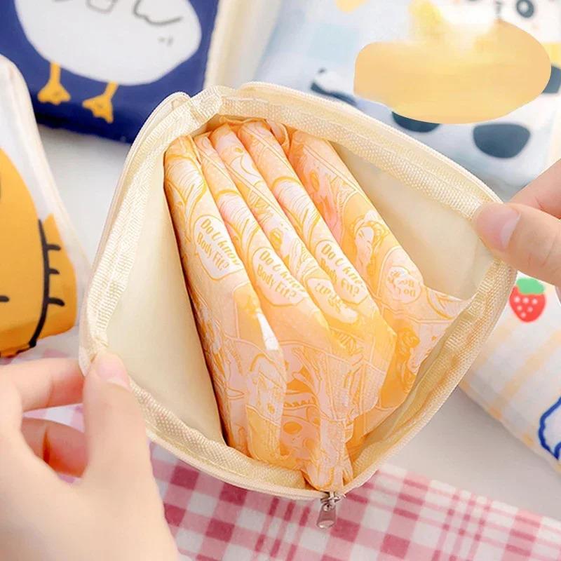 Cute Large Capacity Sanitary Napkin Storage Bags Cartoon Rabbit Bear Girls Physiological Period Tampon Organiser Bag Mini Bag