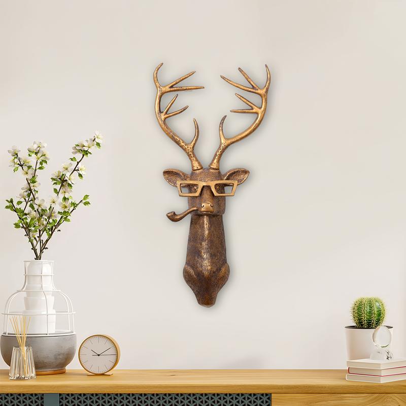 1PCS New Animal Deer Head Home Wall Hanging Resin Decorative Crafts Decoration Retro Gift Landscape Ornaments Hangable home decor living room unique