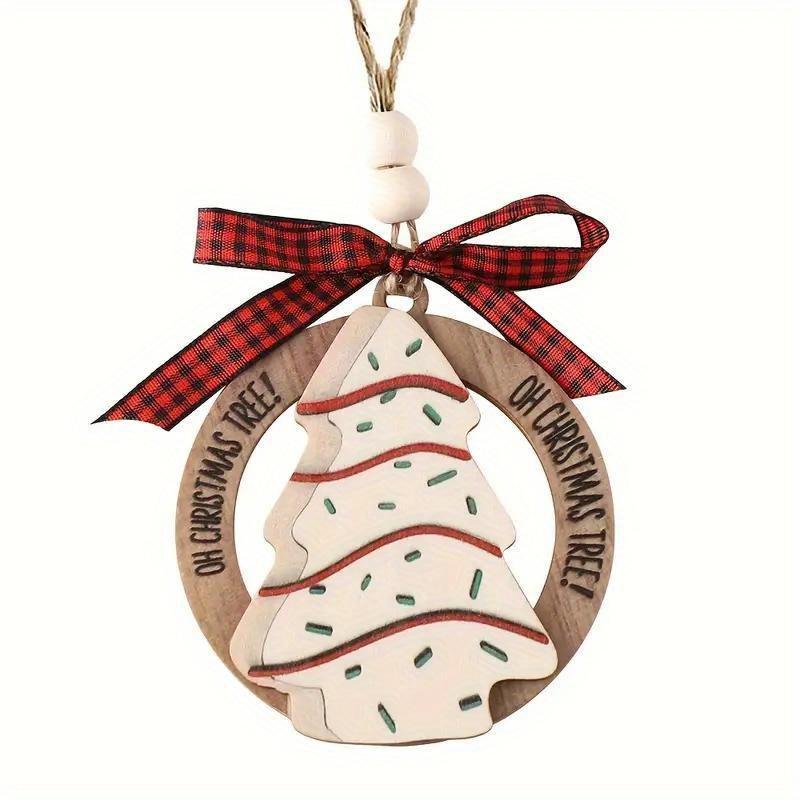 Wooden Christmas Tree Ornament, 1 Count Cute Funny Christmas Ornament, Hanging Decoration for Holiday Party Car Interior Decoration