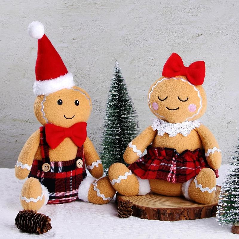 2PC Gingerbread Man Christmas Decorations Indoor for Christmas Ornament Home Decor Gingerbread Doll for Gift Door Window Table Tree Holiday Xmas Season Decor