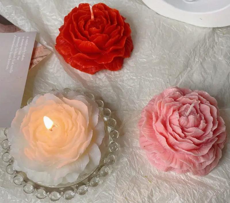 Peony  Flower Candles Scented made of soy wax hand made Aroma Fragrance Decor Cozy Eucalyptus floral candles