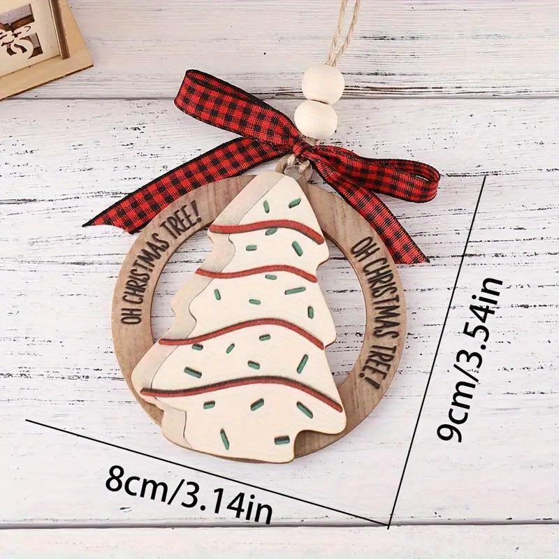 Wooden Christmas Tree Ornament, 1 Count Cute Funny Christmas Ornament, Hanging Decoration for Holiday Party Car Interior Decoration