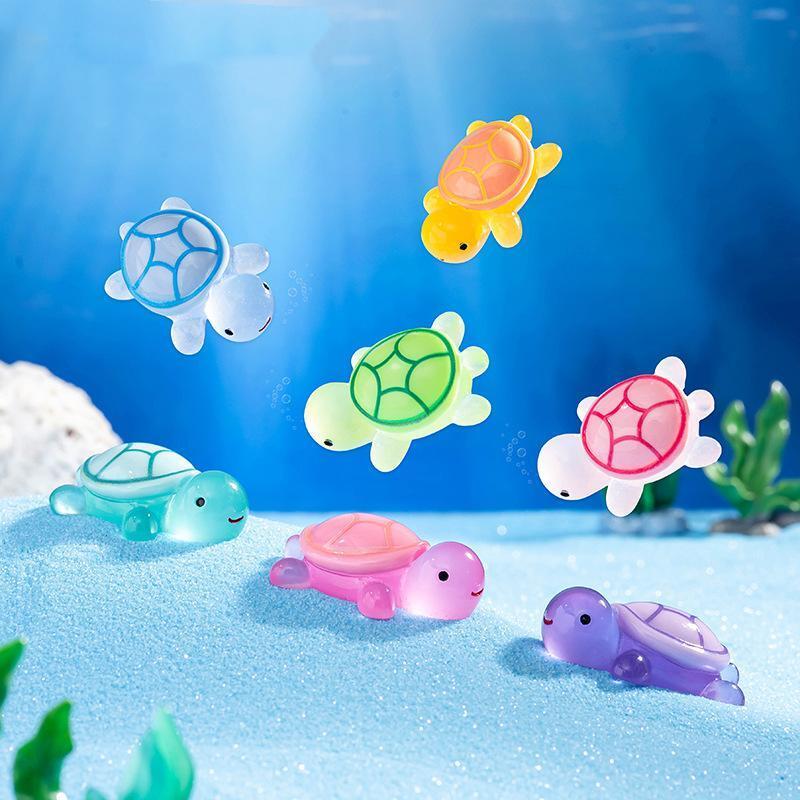 Random Color Luminous Turtle Decoration, 10 20pcs Mini Turtle Ornament, Halloween DIY Micro Landscape Mini Desktop Car Decoration Ornaments, DIY Supplies