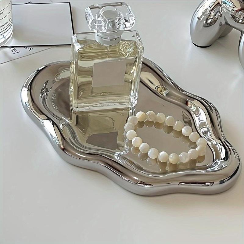 Cloud Shaped Ceramic Jewelry Display Tray, 1 Count Multi-grid Jewelry Storage Tray, Jewelry Organizer, Home Organizer for Living Room & Bedroom & Office