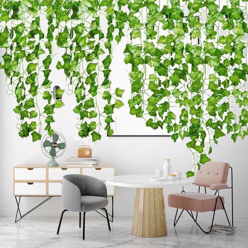 12 Pack 84 Feet Fake Ivy Leaves Vines Artificial Garland Greenery Hanging Plants for Bedroom Decor Aesthetic, Party Wedding Wall Decorative Fruit Plastic Door Decoration Ornaments Flower Silk Floral Leaf