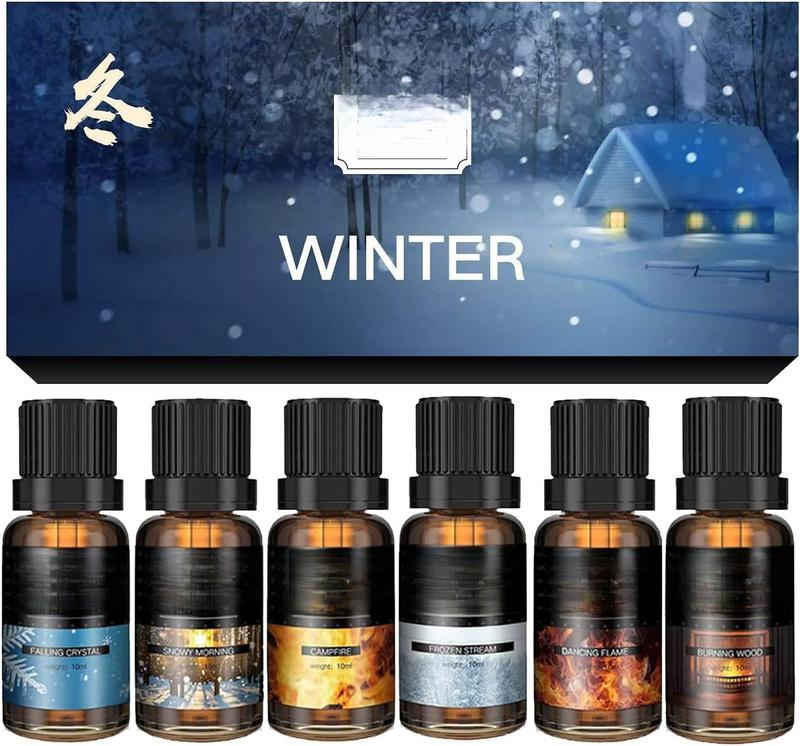 Winter Essential Oils Set - 6 Scents for Diffusers, Candles, Soaps, Gifts