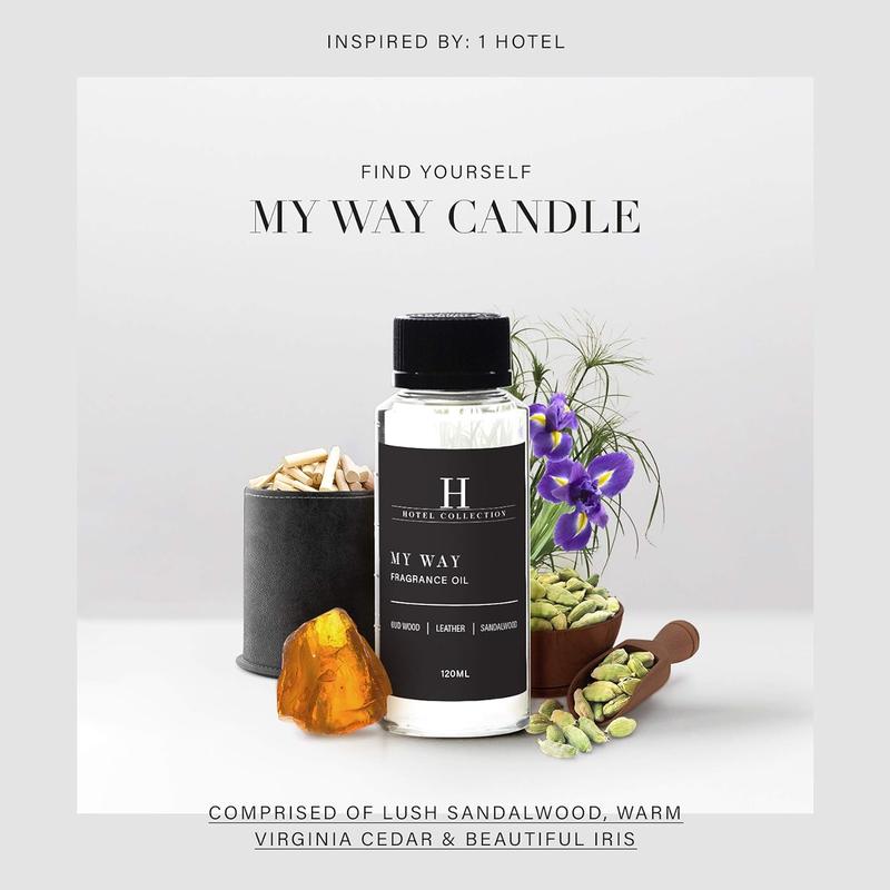 Hotel Collection - My Way Essential Oil Scent - Luxury Hotel Inspired Aromatherapy Scent Diffuser Oil - Lush Sandalwood, Warm Virginia Cedar, & Beautiful Iris - for Essential Oil Diffusers - 120mL