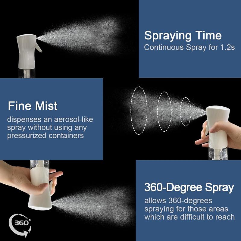 200ml Continuous Spray Bottle with Ultra Fine Mist- Continuous Mister Spray Bottle for Hairstyling, Cleaning continuous s Organiser Canister