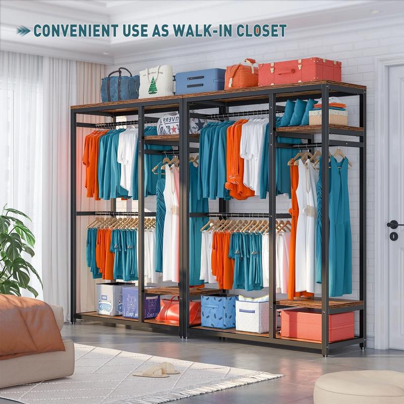 RaybeeFurniture Free Standing Closet Organize for Hanging Clothes Load 400LBS for Bedroom Living Room Closet Wardrobe Closet