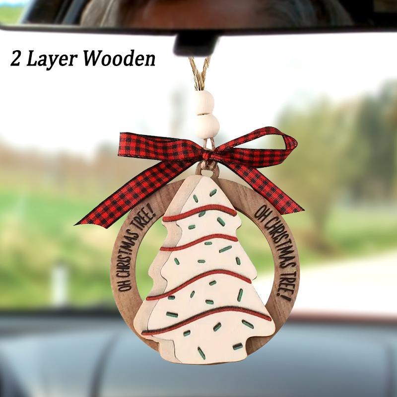 Wooden Christmas Tree Ornament, 1 Count Cute Funny Christmas Ornament, Hanging Decoration for Holiday Party Car Interior Decoration