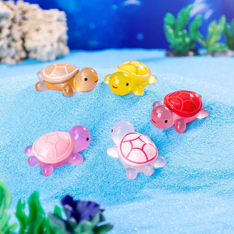 Random Color Luminous Turtle Decoration, 10 20pcs Mini Turtle Ornament, Halloween DIY Micro Landscape Mini Desktop Car Decoration Ornaments, DIY Supplies