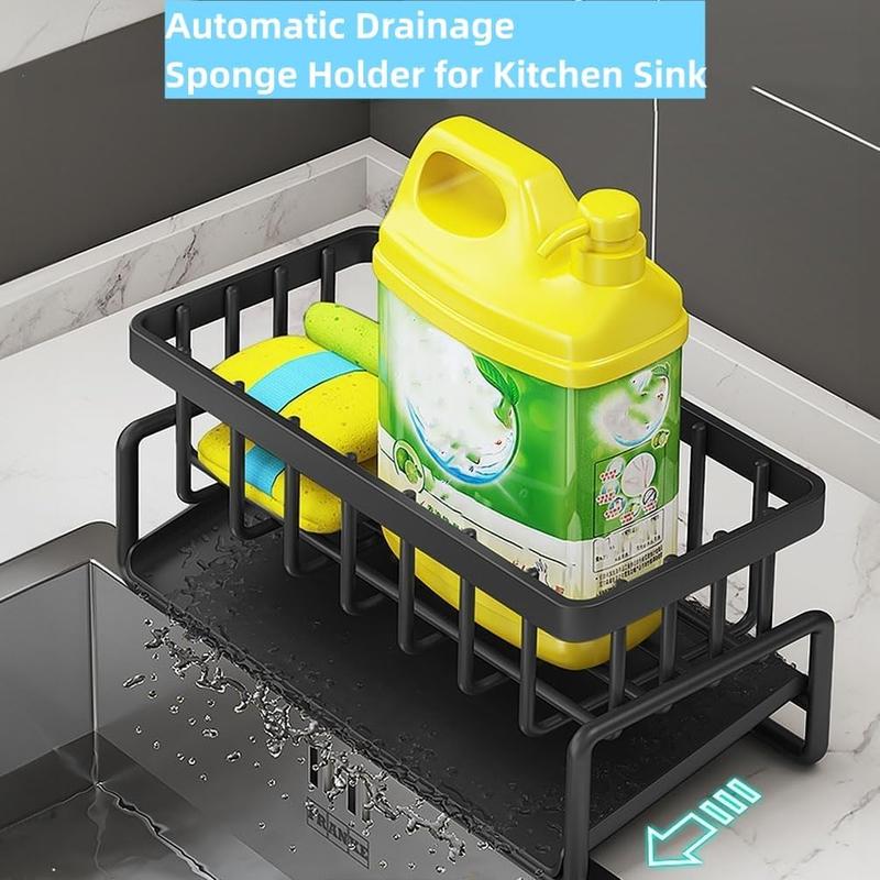 Stainless Steel Kitchen Sink Storage Rack, 1 Count Multifunctional Kitchen Countertop Storage Rack with Towel Holder, Kitchen Accessories