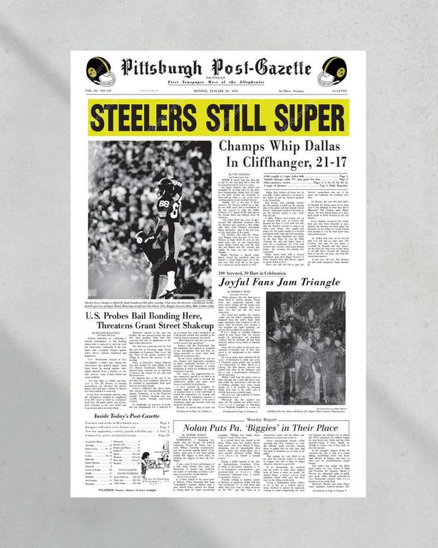 1976 Pittsburgh Steelers Super Bowl X Champions Framed Front Page Newspaper Print