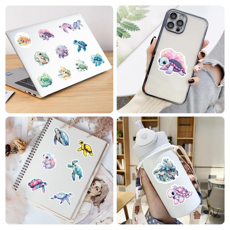 50 Sheets set Sea Turtle Sticker, Diy Cartoon Decorative Sticker for Mobile Cases Laptop