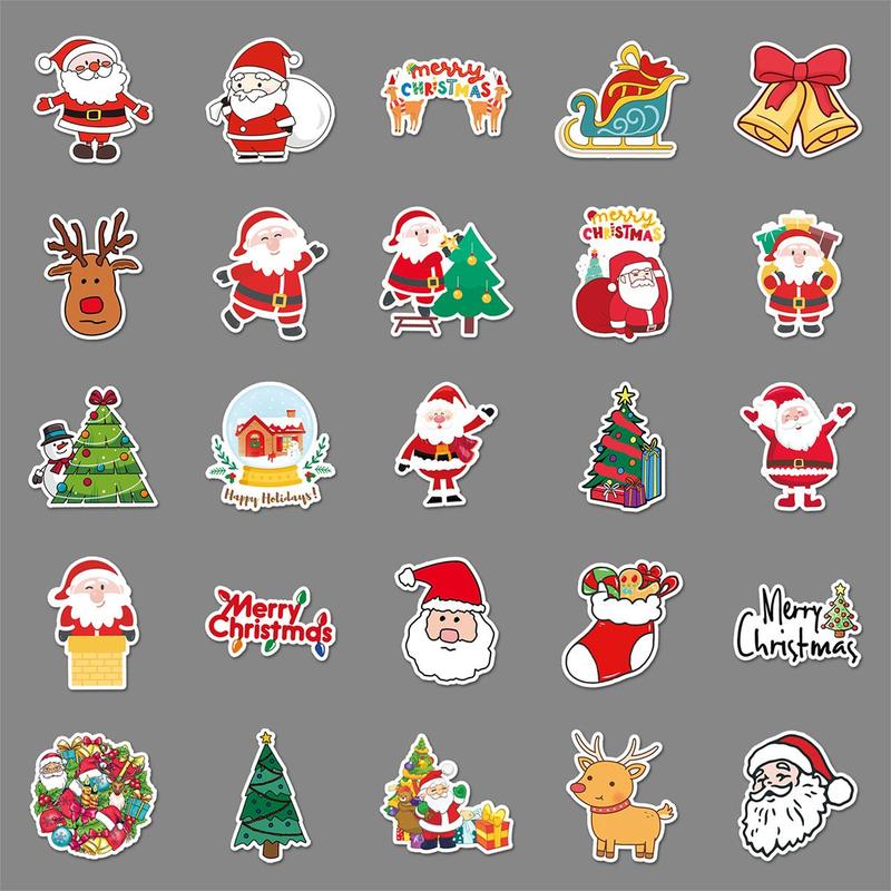 Cartoon Christmas stickers, 100pcs set Waterproof Self Adhesive DIY Decals, Decorative Sticker for Gift Greeting Card Water Bottle Laptop Phone