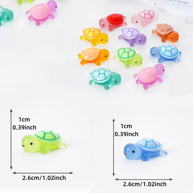 Random Color Luminous Turtle Decoration, 10 20pcs Mini Turtle Ornament, Halloween DIY Micro Landscape Mini Desktop Car Decoration Ornaments, DIY Supplies