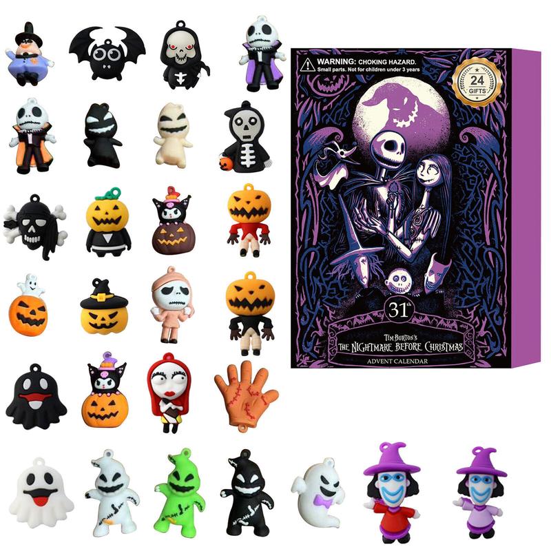 Halloween Advent Calendar 2024, Nightmare Before Christmas Advent Calendar with 24 Classic Collectible Figures for Kids