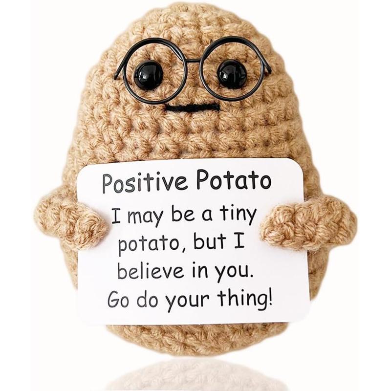 Positive Crochet Potato Funny Gifts with Encouragement Card for Cheer Up, Birthday Gifts for Friends Women, Graduation Gifts