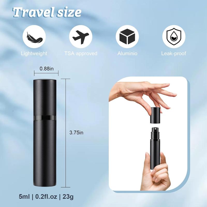 4PCS Perfume Atomizer Travel Refillable, Portable Cologne Sprayer Bottles for Travel, Bottom Pump Refilling Fragrances 5ml for Women Men (Black & Grey & Cham Gold & Purple)