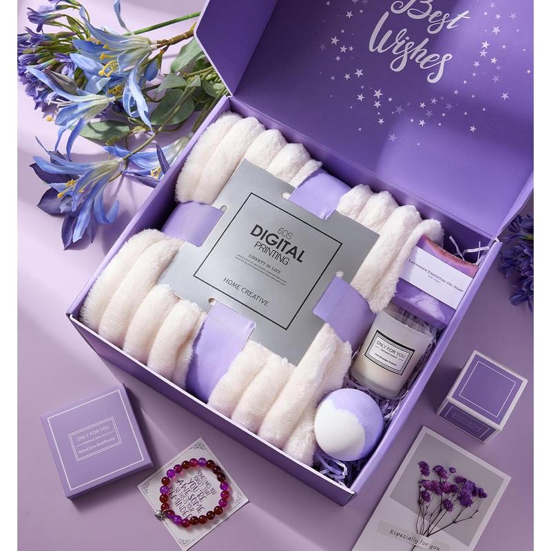 Birthday Gifts for Women - Valentines, Mothers Day, Christmas Gifts for Women, Mom, Wife, Girlfriend, Best Friend - Self Care Gifts Get Well Soon Gifts, Lavender Relaxing Spa Gift Basket Care Package JDNFYGX JDNFYGX