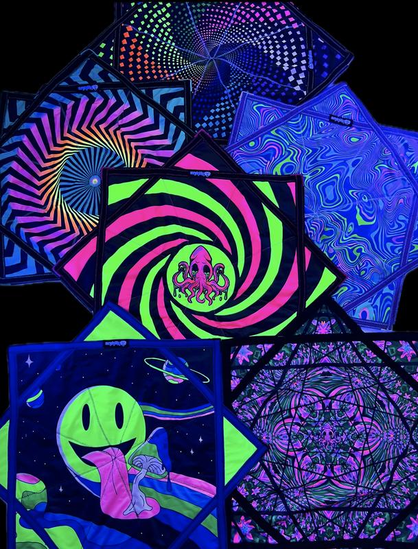 Spiral Rainbow Flow Star - UV REACTIVE W Different Print on Each Side