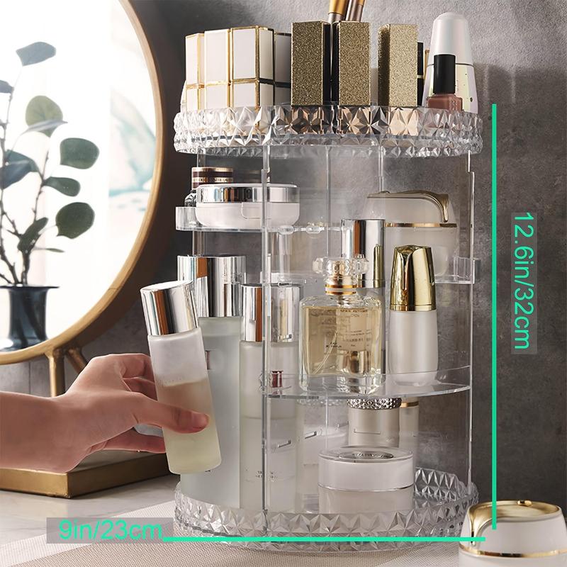 Rotating Makeup Organizer, 1 Count 360° Spinning Adjustable Layer Cosmetic Storage, Skincare Organizer for Dresser Bathroom