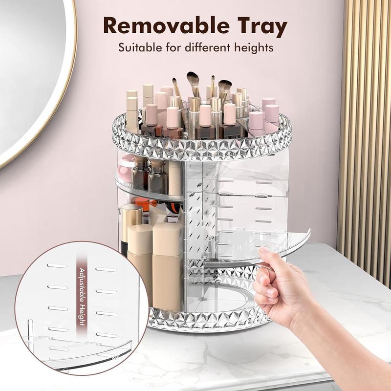 Rotating Makeup Organizer, 1 Count 360° Spinning Adjustable Layer Cosmetic Storage, Skincare Organizer for Dresser Bathroom