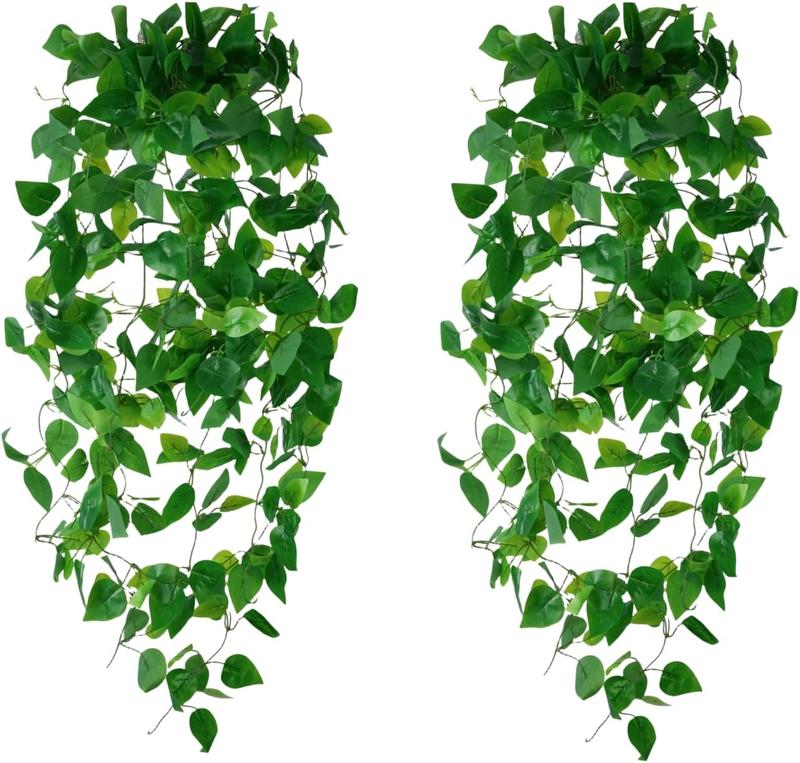 Hanging (2pcs) for Room Decor, Artificial Ivy Vines Greenery Garlands for Home Bedroom Living Aesthetic Kitchen Office Wall Patio Bookshelf, Indoor,Outdoor Decorations(No Basket)