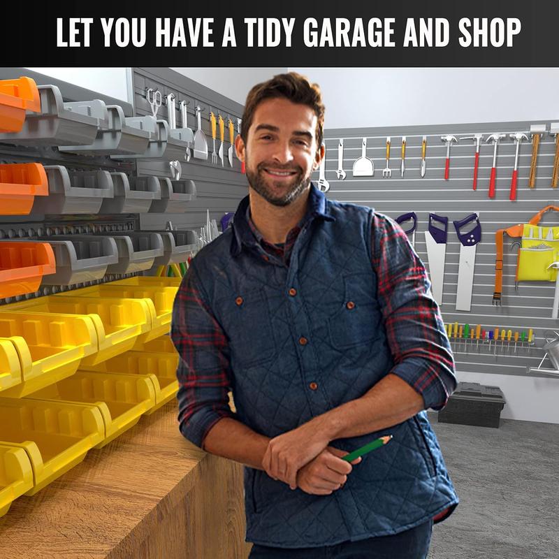 Garage Organizer Bins, 30PC Wall Mount Storage Small Parts Bins With Peg Board And Install Screws, Store Your Nuts, Bolts, Screws, Nails, Beads Boxes