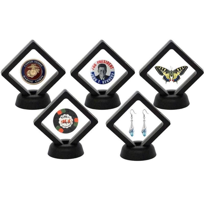 (5) Display Boxes (ExhibitModesty Displays) (Hot Wheels, Jewelry) Plastic Adjustable Round Black Displays