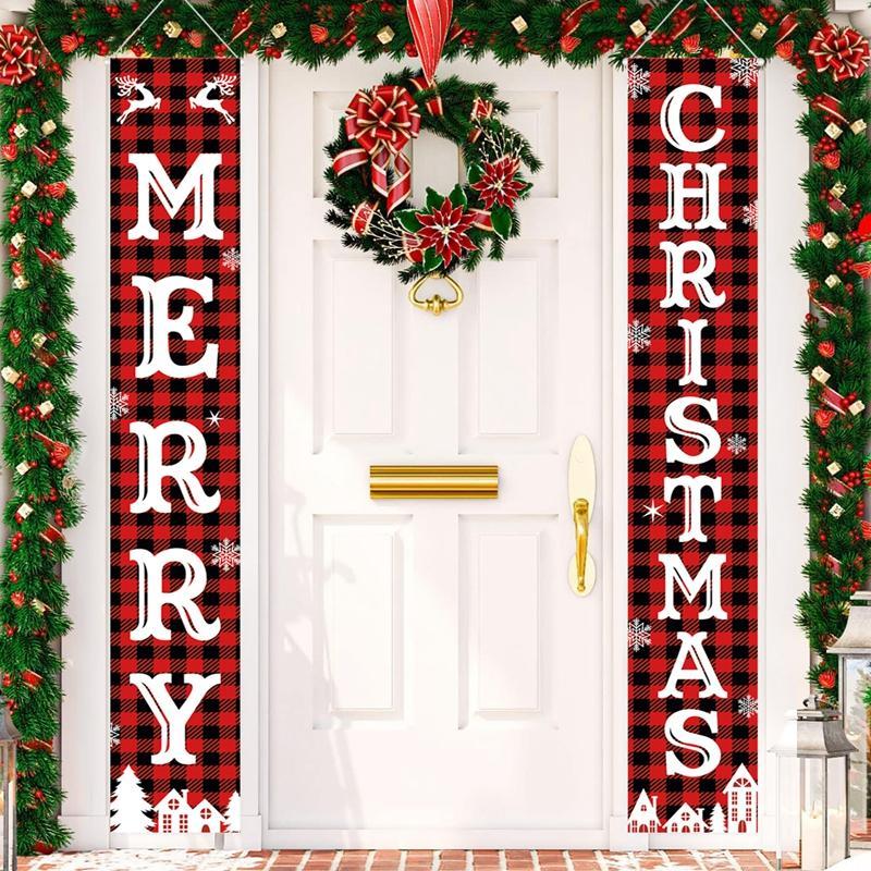 Christmas Door Banner,70.8 x 11.8 inchs Merry Christmas for Home 2024, Chritsmas New Year Nutcraker Door Hanging Flag Decoration