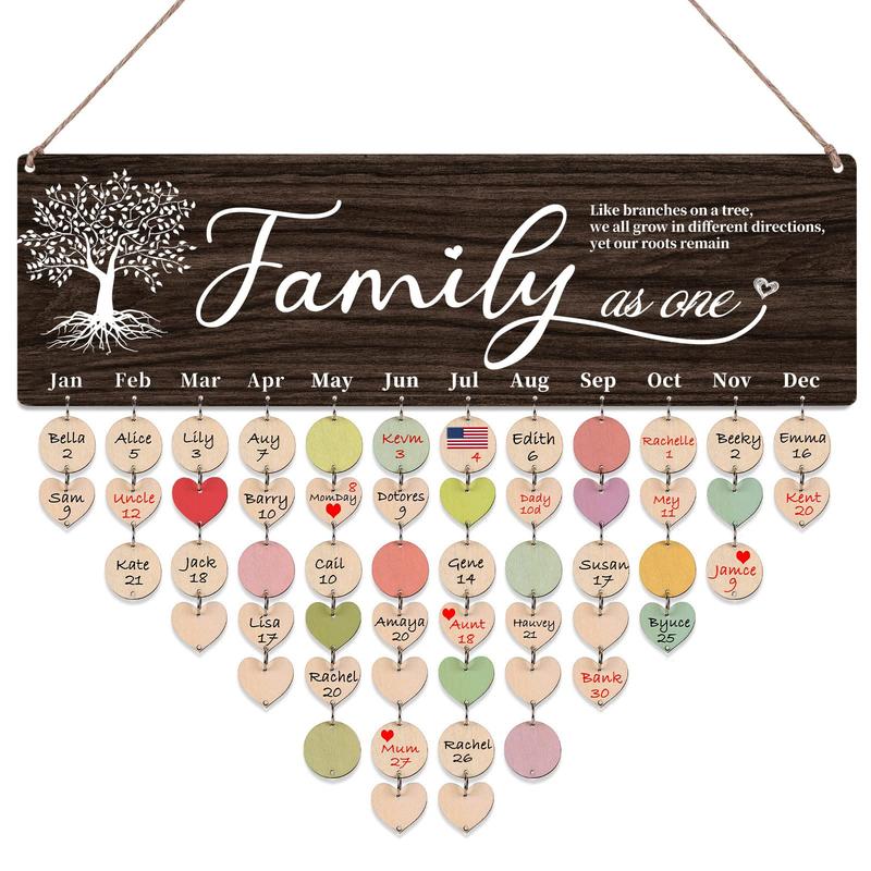 Gifts for mom grandma, family gifts, family birthday calendar wall decoration, family tree birthday reminder board with 100 labels, Mother's Day gift, birthday Christmas gift from daughter