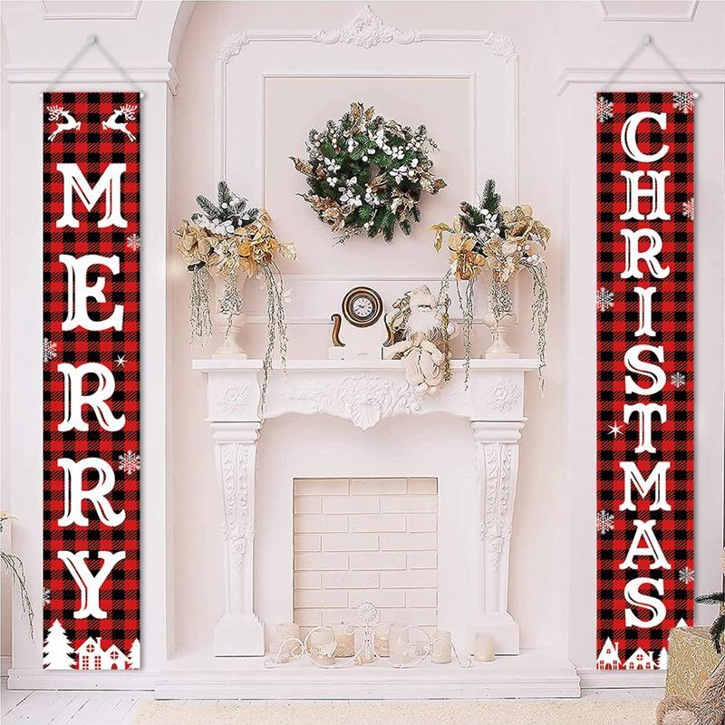 Christmas Door Banner,70.8 x 11.8 inchs Merry Christmas for Home 2024, Chritsmas New Year Nutcraker Door Hanging Flag Decoration