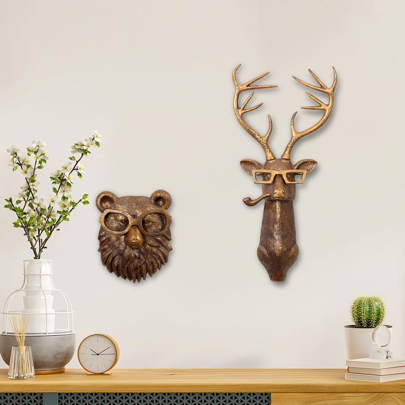 1PCS New Animal Deer Head Home Wall Hanging Resin Decorative Crafts Decoration Retro Gift Landscape Ornaments Hangable home decor living room unique