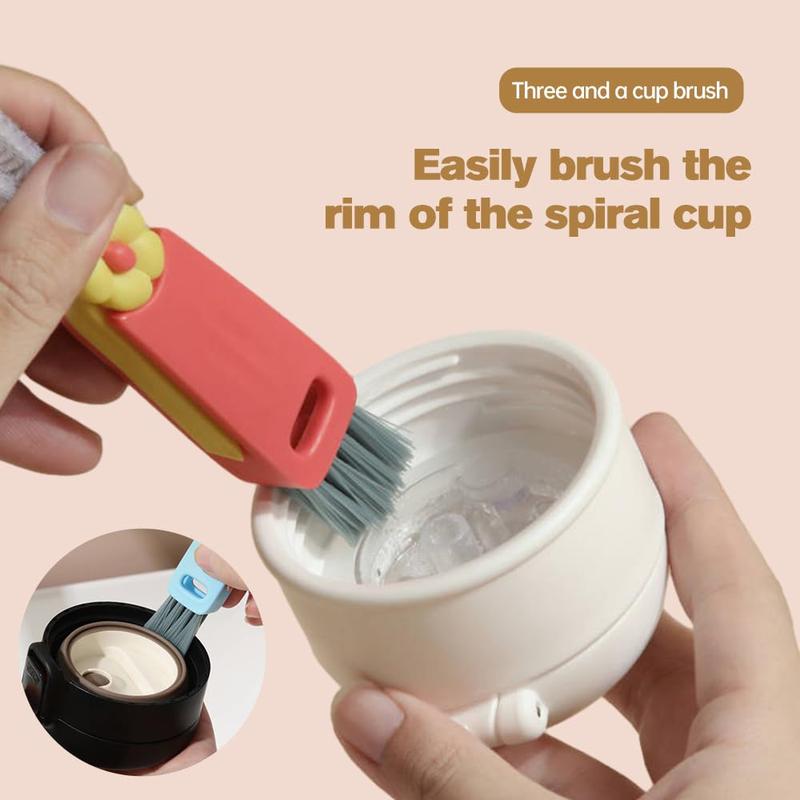 Cup Lid Cleaning Brush, 3 Counts Portable Cup Lid Cleaner, Multifunctional Cleaning Brush for Bottle Gap Tight Spaces Cup