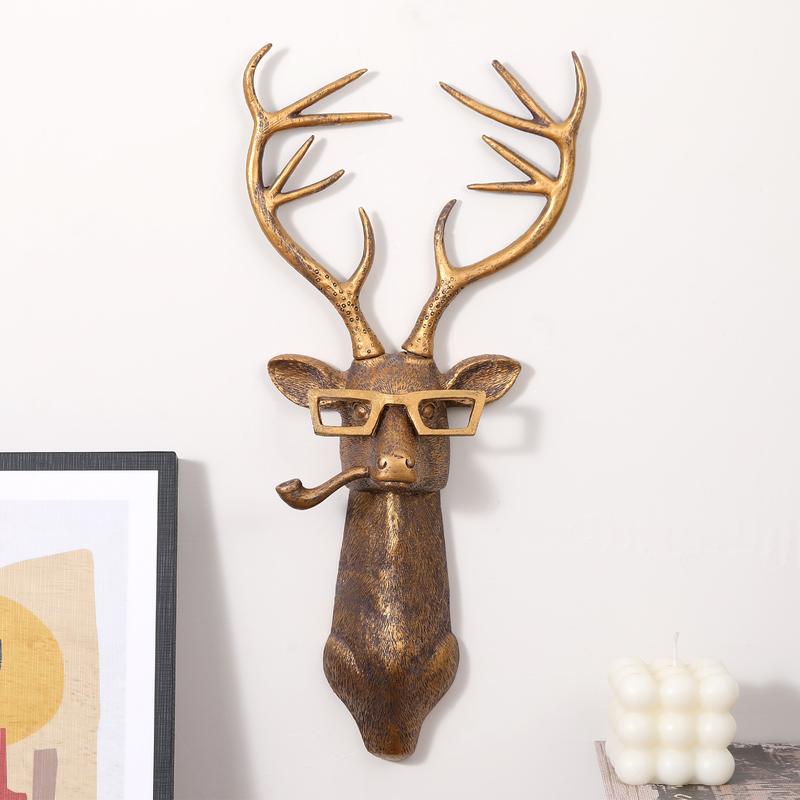 1PCS New Animal Deer Head Home Wall Hanging Resin Decorative Crafts Decoration Retro Gift Landscape Ornaments Hangable home decor living room unique