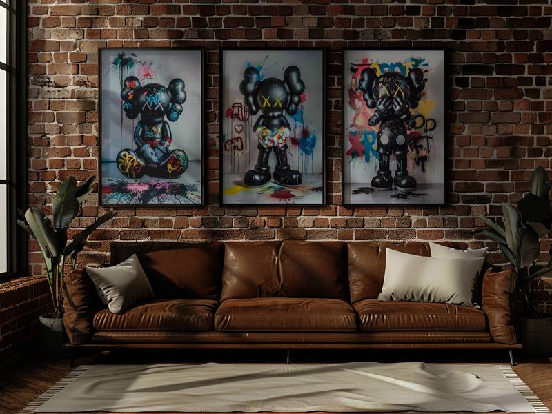 Hypebeast Graffiti Poster Set 3, KAWS Printable Art, Figure Prints, Kaws Poster Print, Kaws Wall Art, Graffiti Color Kaws Print, Hip Hop Street Style, Modern Design, Gift For Him, Room Decor, Wall Art