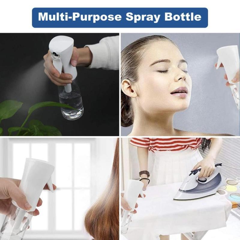 Continuous Spray Bottle with Ultra Fine Mist- Continuous Mister Spray Bottle for Hairstyling, Cleaning, Plants, Pets, Barbers, Salons, High Pressure Spray Bottle, Portable Refillable Mist Sprayer (Clear - 7.04oz 200ml)（2 Count）