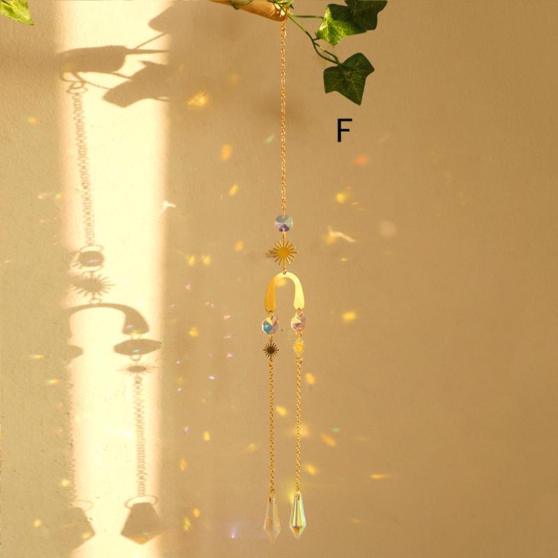 Boho Style Sun Catcher, 1 Count Sun & Moon Design Hanging Decor with Chain, Hanging Ornament for Window Wall Garden Balcony Office Car