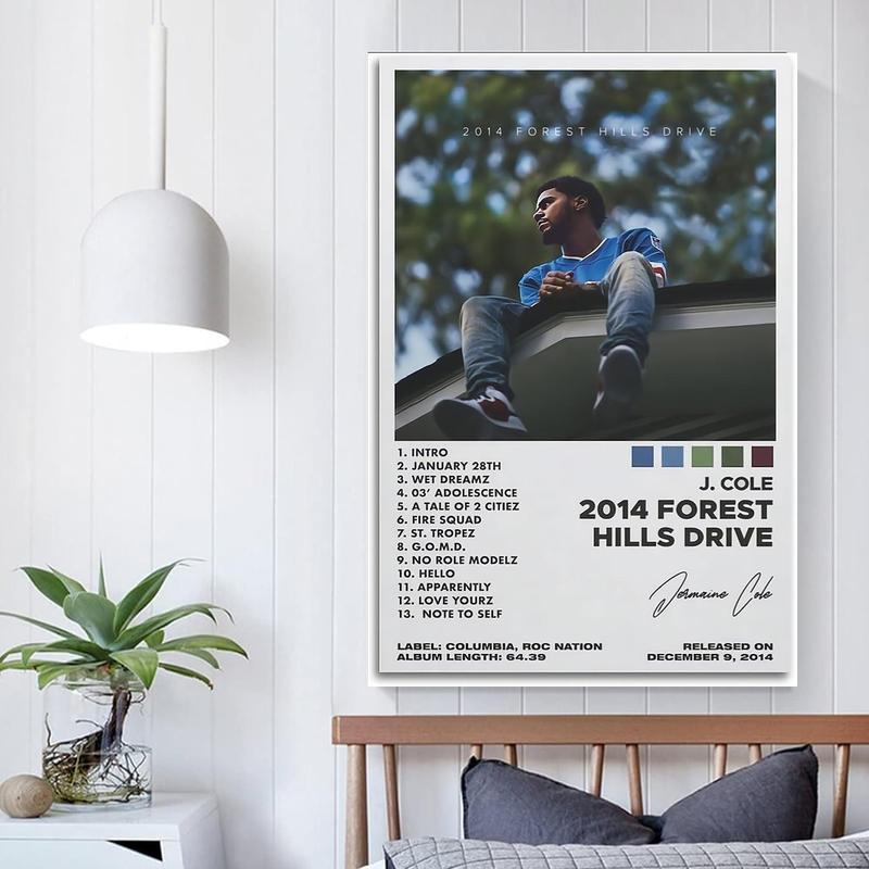 J Poster Cole 2014 Forest Hills Drive Music Album Cover Poster for Room Aesthetic Canvas Art Posters Decor Print Gift Painting Wall Ornaments Decoration Artistic Photo