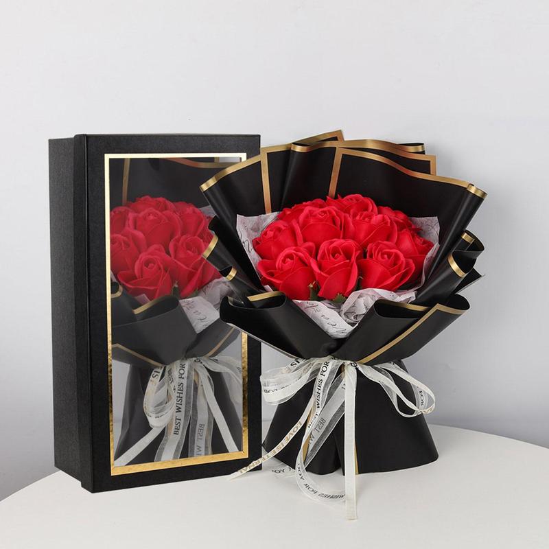 Artificial Rose Bouquet, 1 Box Romantic Eternal Flower with Gift Box, Flower Gifts for Friends & Loved Ones, Suitable for Birthday, Wedding, Anniversary