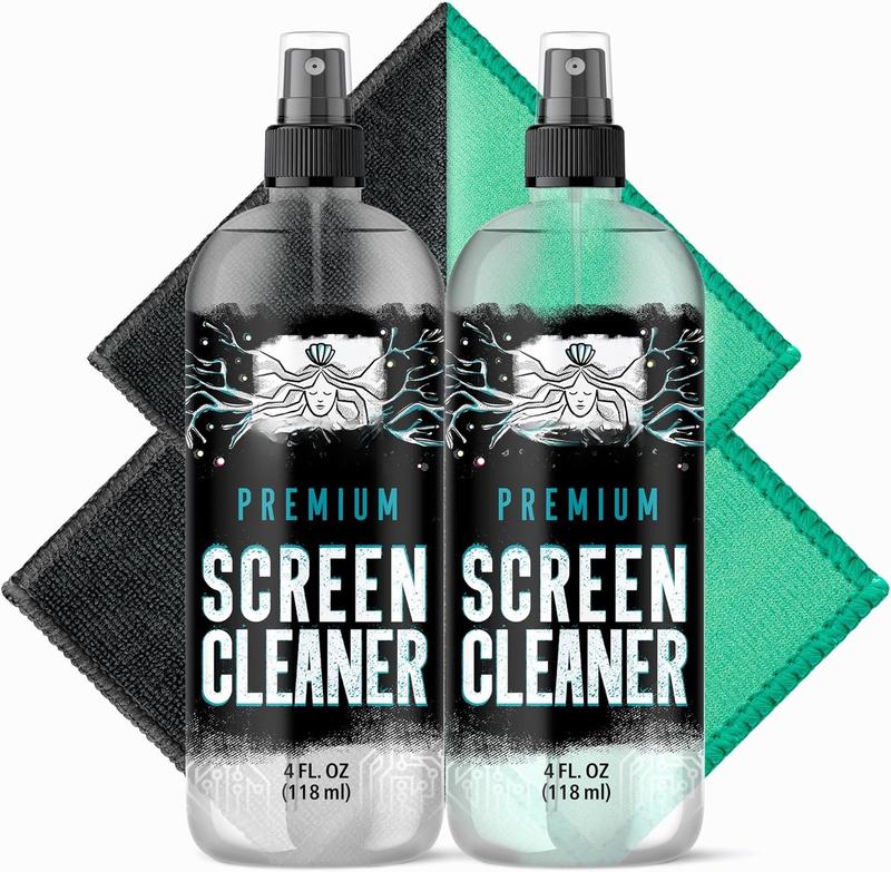 Screen Cleaner Spray Kit | (2X) 4oz Sprayer Bottles + (4X) Microfiber Cleaning Cloth |  Phone, Laptop, iPad, , MacBook, Computer Monitor, TV, , Touchscreen,  Device Cleaner