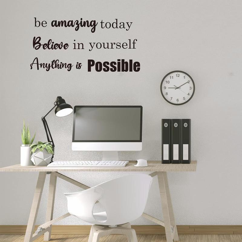 10 PCS Inspirational Wall Stickers - Large, Black! Positive Sayings for Bedroom & Living Room Decor.